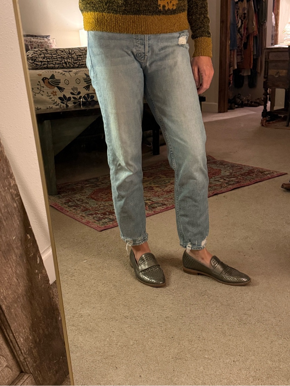 Franco Sarto cutout Metallic Loafers 8.5